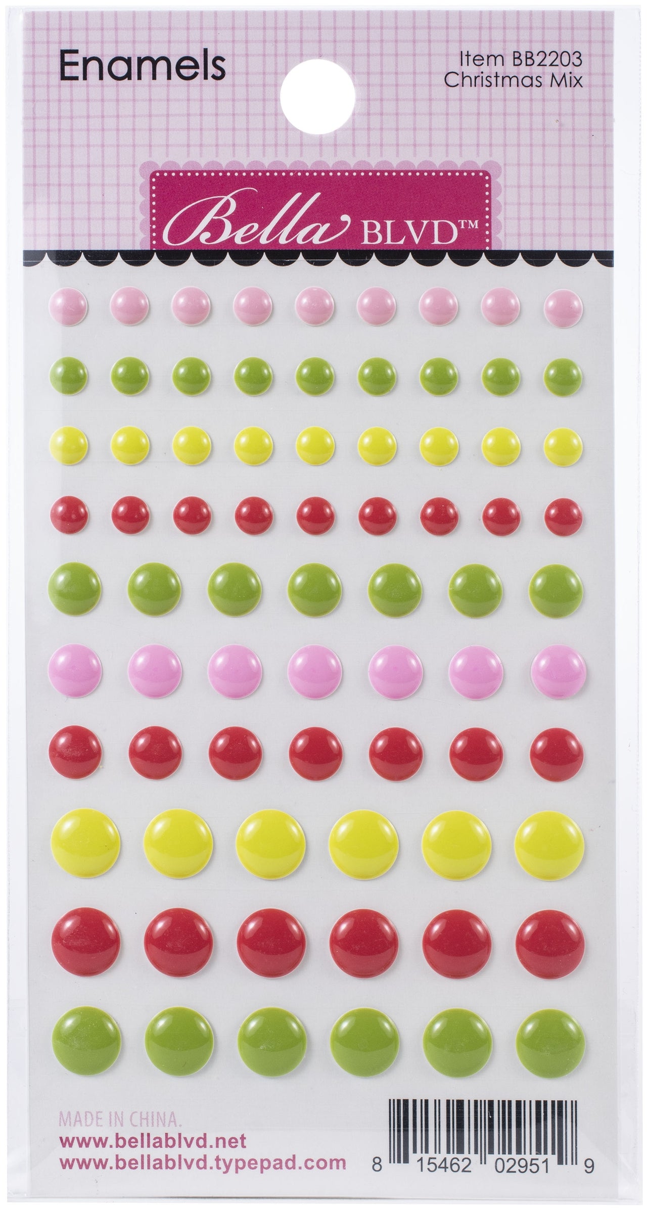Doodlebug Santa Squad Adhesive Matte Enamel Dots - Christmas Mix, 75/Pkg