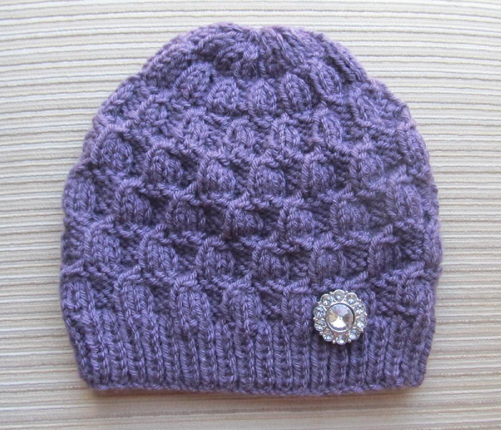 Purple Lady's Hat in a Textured Stitch