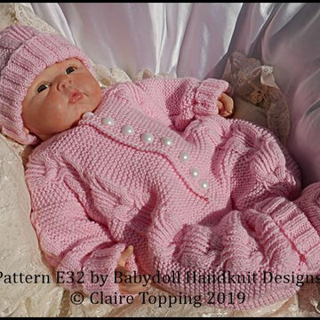 Cosy Cabled All-in-one set 16-22” doll/preemie – 3m+ baby