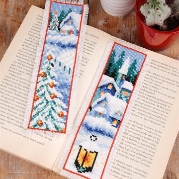 Vervaco Bookmark Kit Winter Villages Set Of 2 Cross Stitch Kit - 6 x 20 cm / 2.4in x 8in