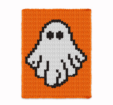 Halloween Ghost - Chunky Blanket, Hand Finger Knitting Pattern - PDF Knit intarsia chart afghan