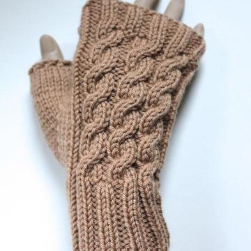 Amberley Fingerless Gloves - knitted in the round