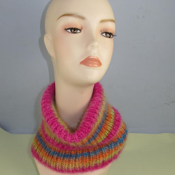 Angel Print Mohair Turtle Neck Rib Cowl