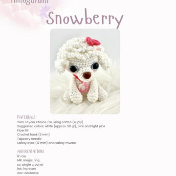 Snowberry the Poodle – Amigurumi Crochet Pattern Available in English and Portuguese