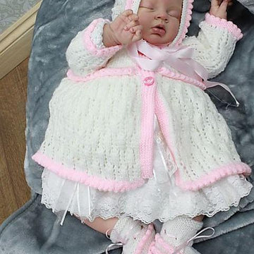 Knitting Pattern baby jacket, hat & booties UK & USA Terms #219