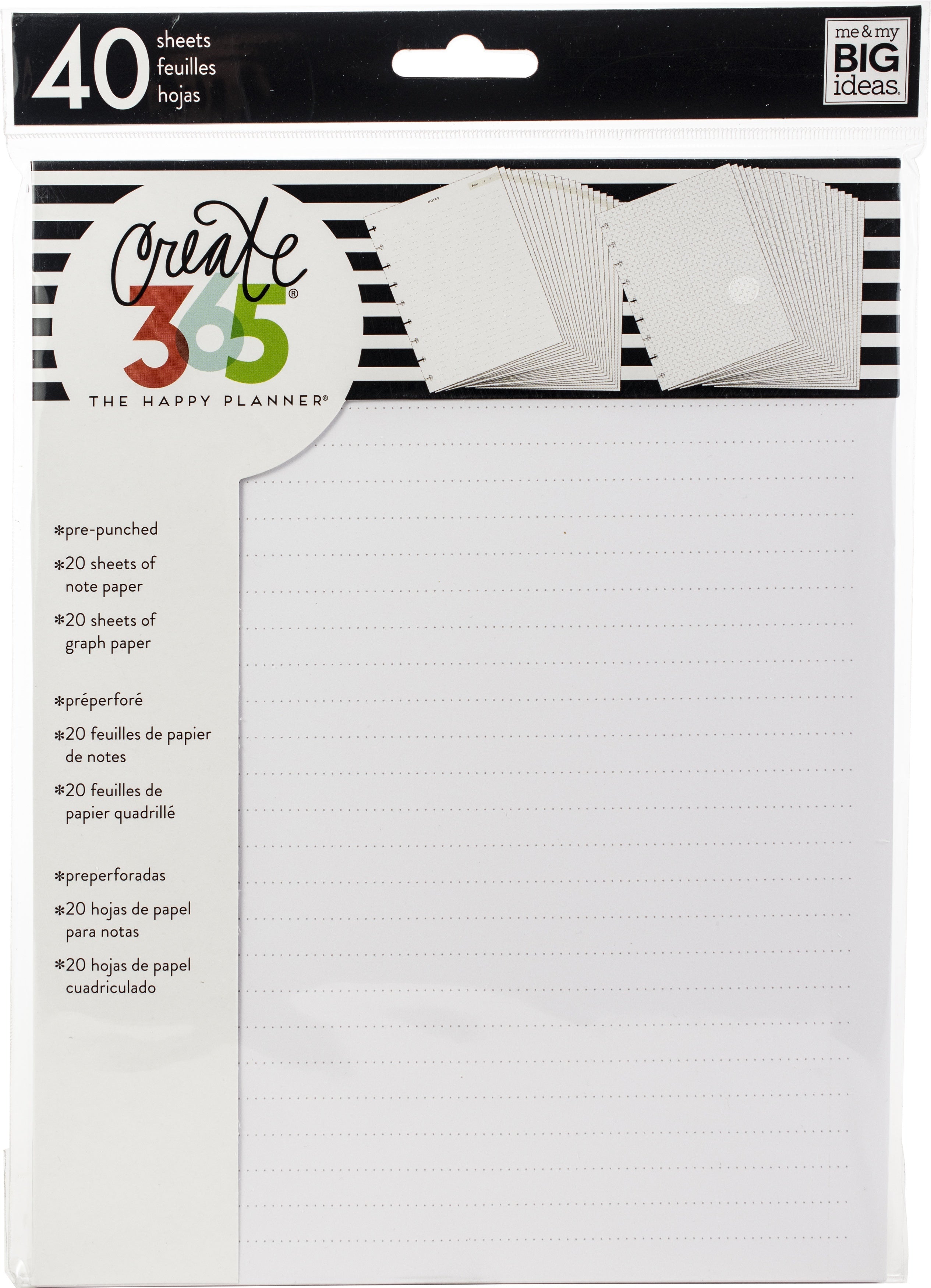 ODDITIES Happy Planner Fill Paper 9.25"X7" White Note & Graph