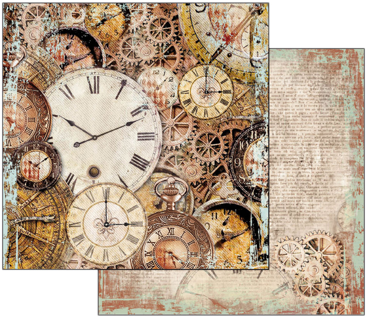Stamperia Intl Stamperia Double-Sided Cardstock 12"X12" 10/Pkg - Clockwise Clocks With Mechanism