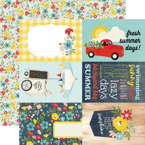 Simple Stories Summer Farmhouse Double-Sided Cardstock 12"X12" 25/Pkg - 4"X6" Elements