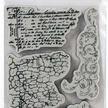 Stampendous Cling Stamps & Stencil Set - Grunge Script