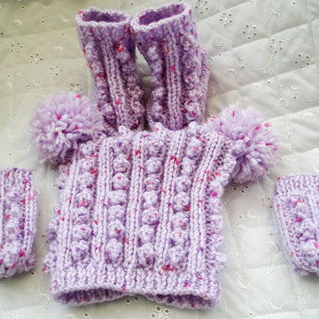 Dolls Clothes Knitting pattern, Bobble Cardigan, Hat and Boots