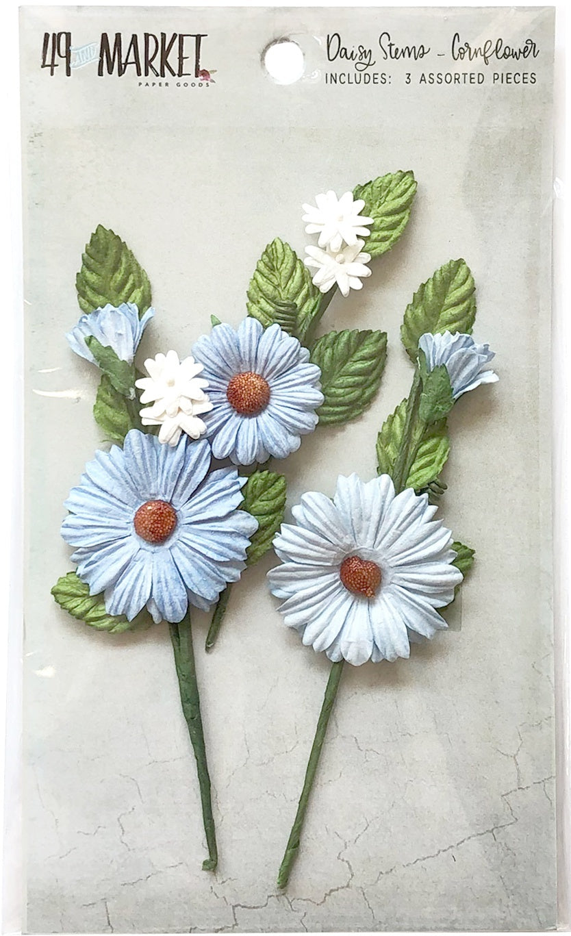 49 And Market Daisy Stems 3/Pkg - Cornflower