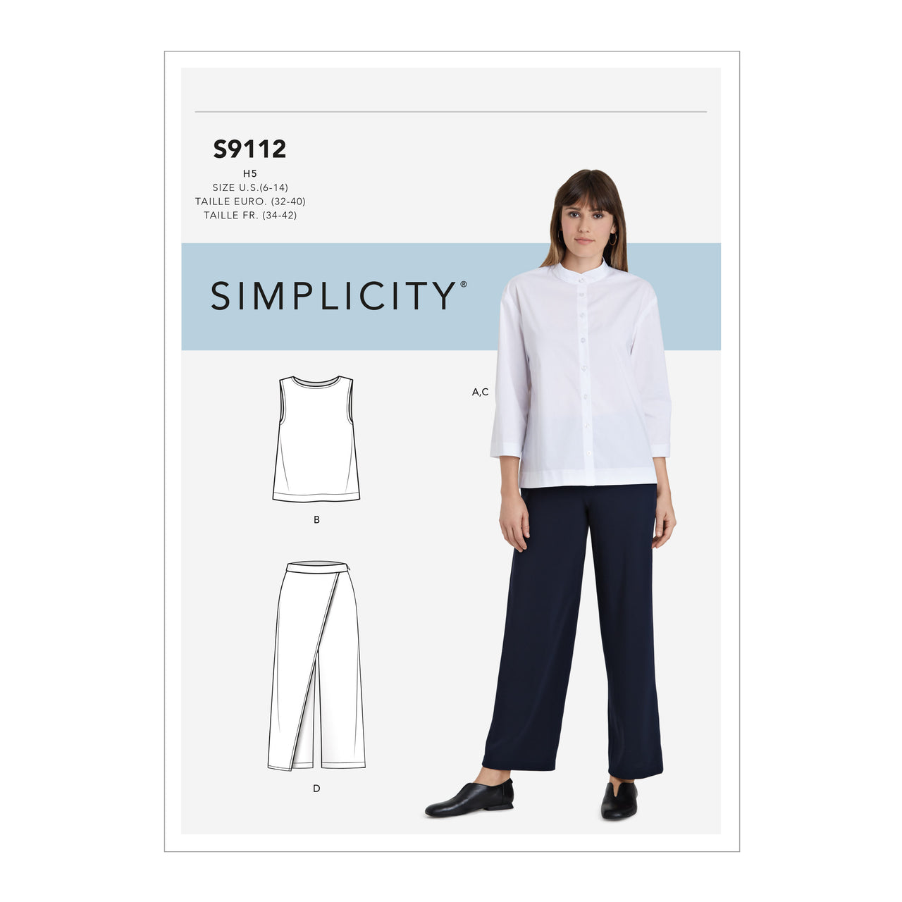 Simplicity Misses' Button Down Top, Shell & Pants S9112 - Sewing Pattern