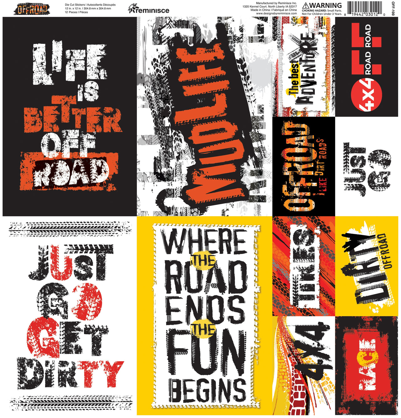 Reminisce Poster Cardstock Stickers 12"X12" - Off-Road