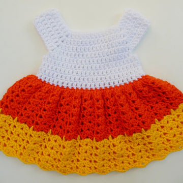Candy Corn Baby Hat, Dress and Shoes Outfit