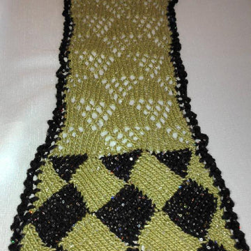 Entrelac Edged Triangle Lace Cowl with Pin