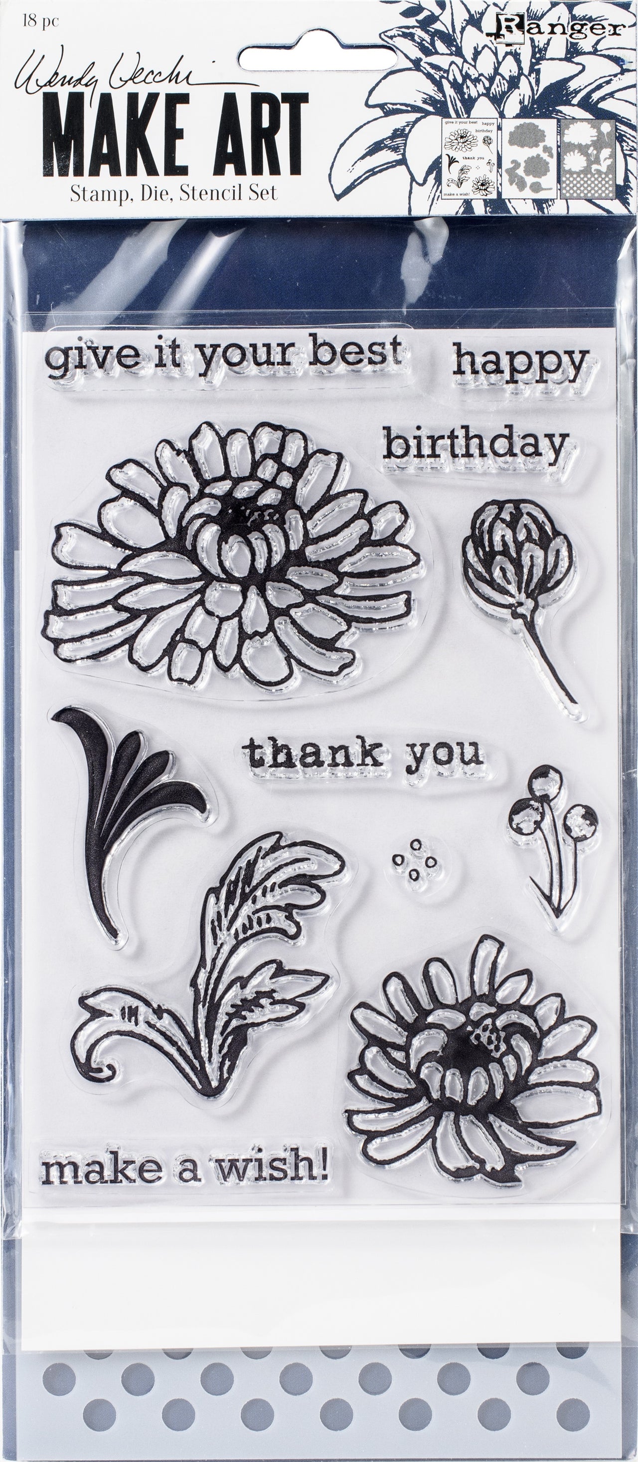 Ranger Wendy Vecchi Make Art Stamp, Die & Stencil Set - Thank You