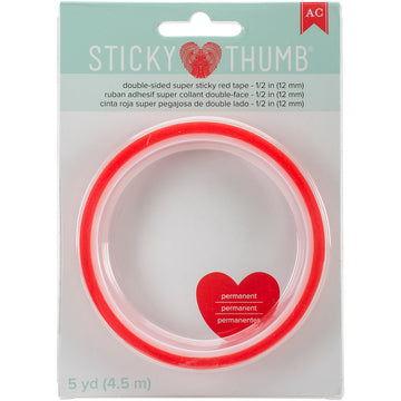 American Crafts Sticky Thumb Double-Sided Super Sticky Red Tape - .5"X5yd