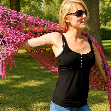 Crochet Pattern Shawl Pink Poison | Floral Crochet Stole | Fringe Wrap PDF