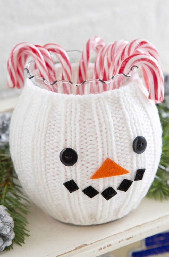 Snowman Jar Cozy in Red Heart Super Saver Economy Solids - LW3174