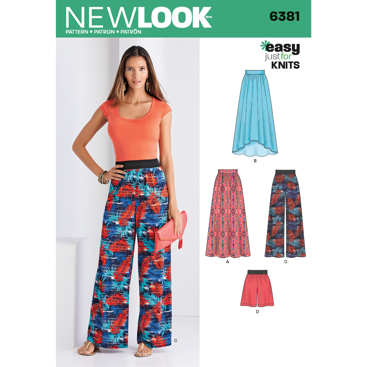 New Look Misses' Knit Skirts and Pants or Shorts 6381 - Paper Pattern, Size A (8-10-12-14-16-18-20)