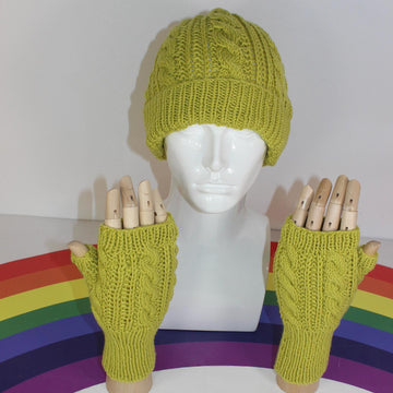 Adult & Teen Aran Cable & Fishermans Rib Beanie & Gloves