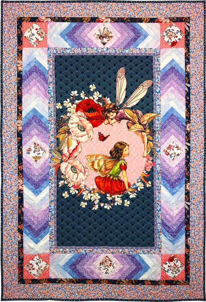 Michael Miller Fabrics Elderberries Flower Fairies Panel Quilt - Downloadable PDF