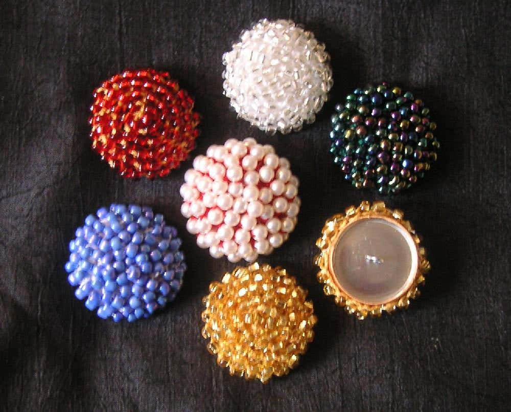 Crochet Beaded Cord Button