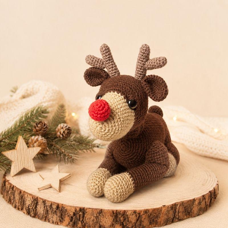 Rentier liegend Amigurumi