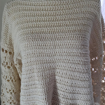 Cream Crochet Long Sleeve Pullover