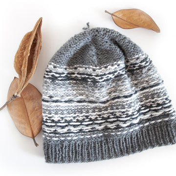 GRAY Fair Isle Hat