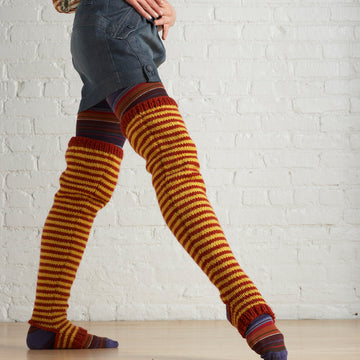 Striped Thigh Highs in Lion Brand Vanna's Choice - 70691AD
