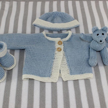 New Baby Matinee Coat,Booties,Beanie and Bear