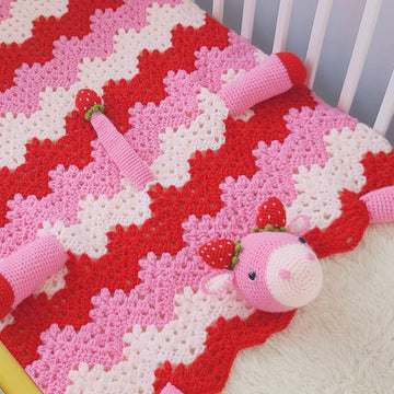 3in1 Strawberry Cow Baby Blanket Cow AmiBlanket