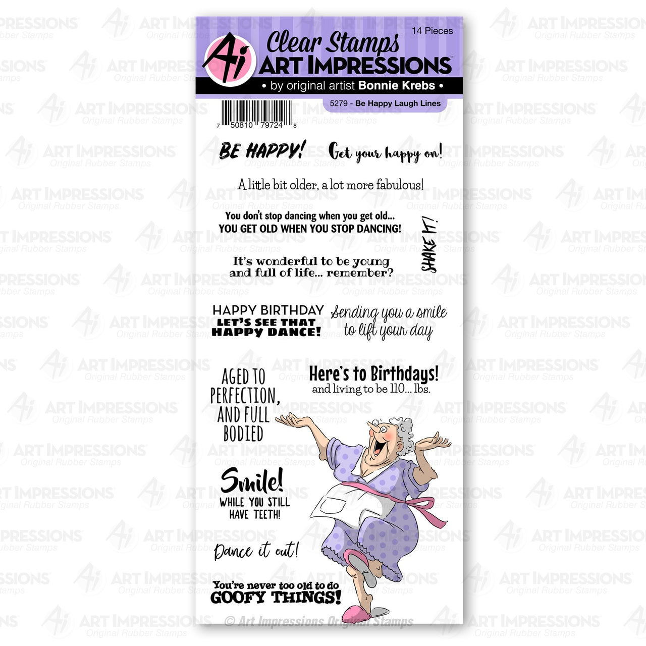 Art Impressions Laugh Lines Stamp - Be Happy