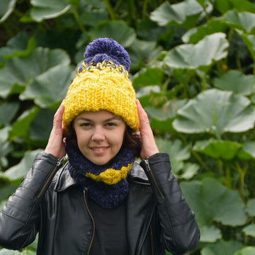 Purple Yellow Hat and Cowl