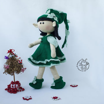 Elf  doll knitted flat