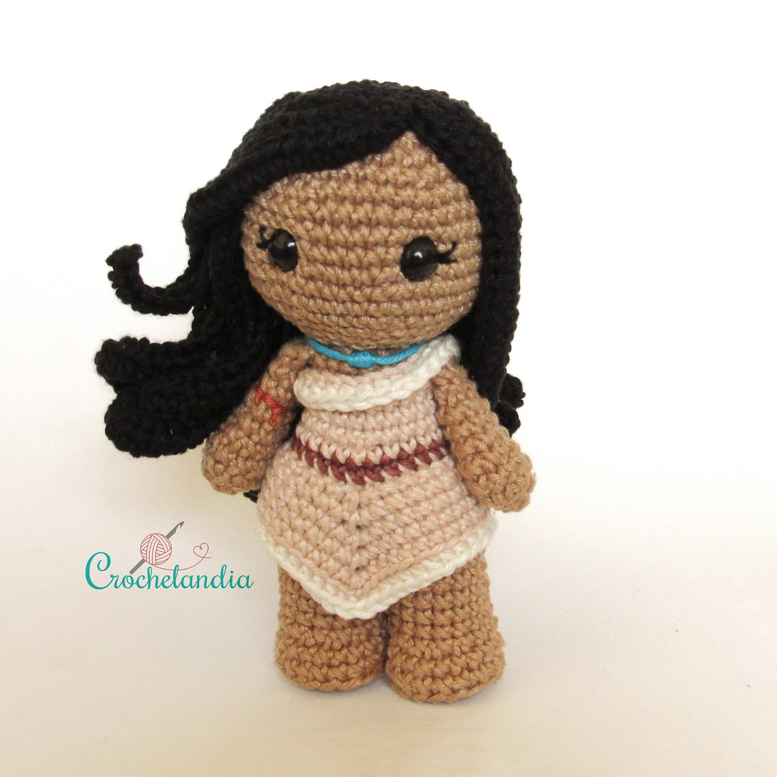 Pocahontas amigurumi doll - crochet pattern by Crochelandia