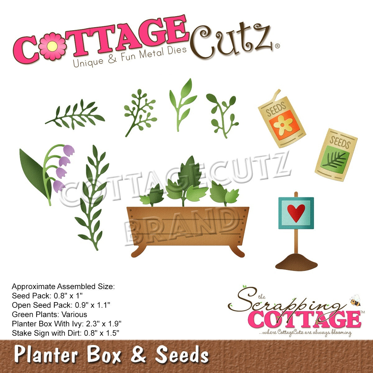 CottageCutz Dies - Planter Box & Seeds 2.3" To .8"