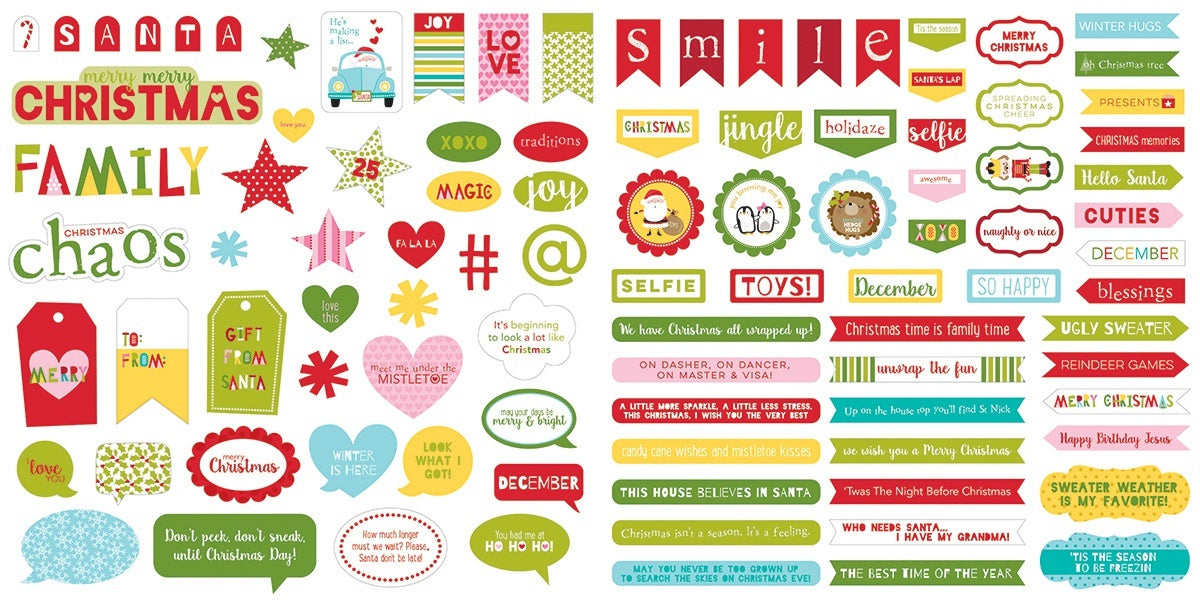 Doodlebug Bella Blvd Cardstock Ephemera - Words, Santa Squad