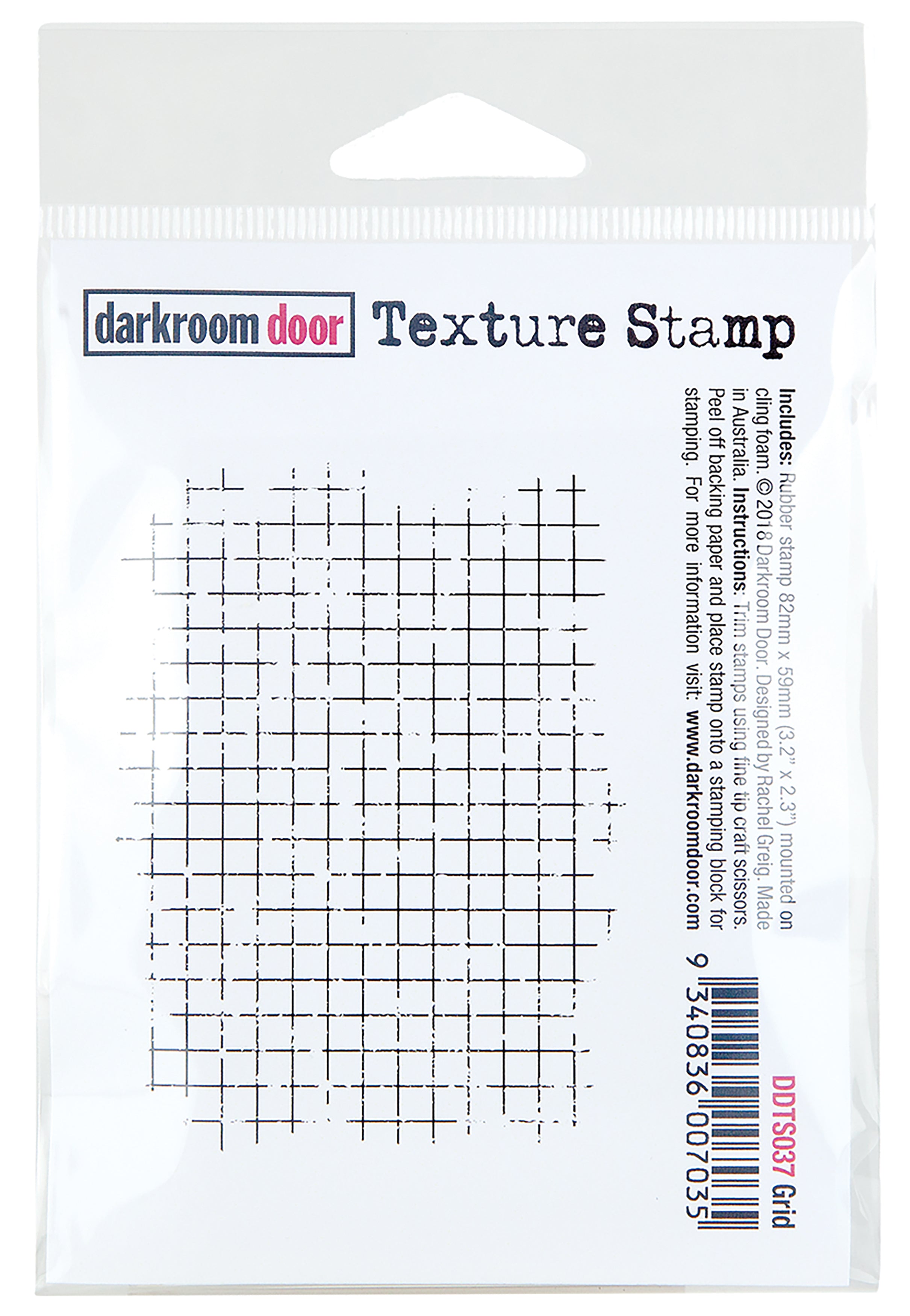 Darkroom Door Texture Cling Stamp 3"X2" - Grid