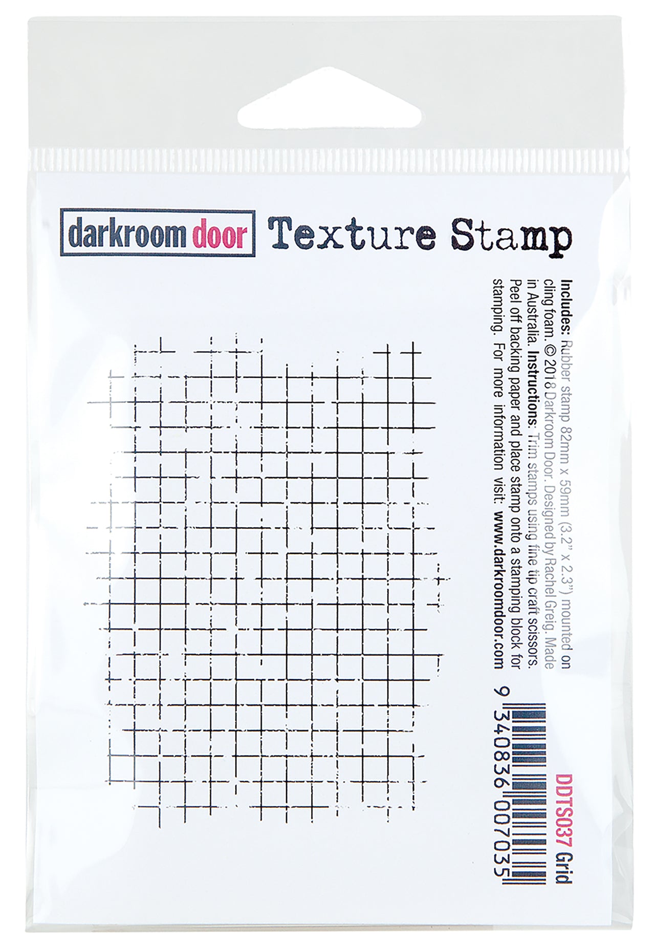 Darkroom Door Texture Cling Stamp 3"X2" - Grid