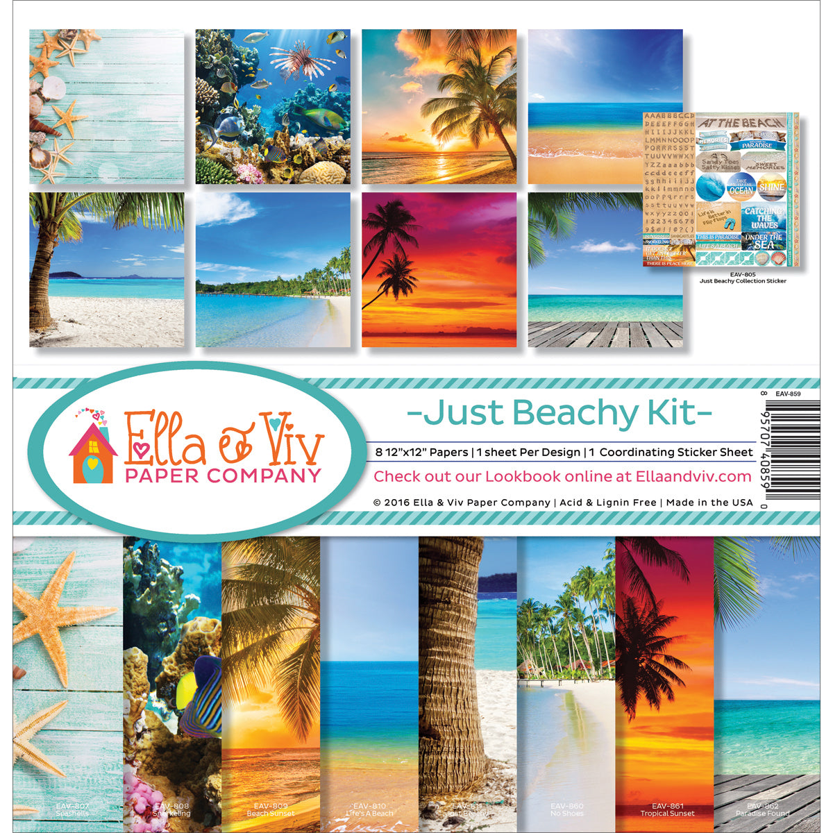 Reminisce Ella & Viv Collection Kit 12"X12" - Just Beachy