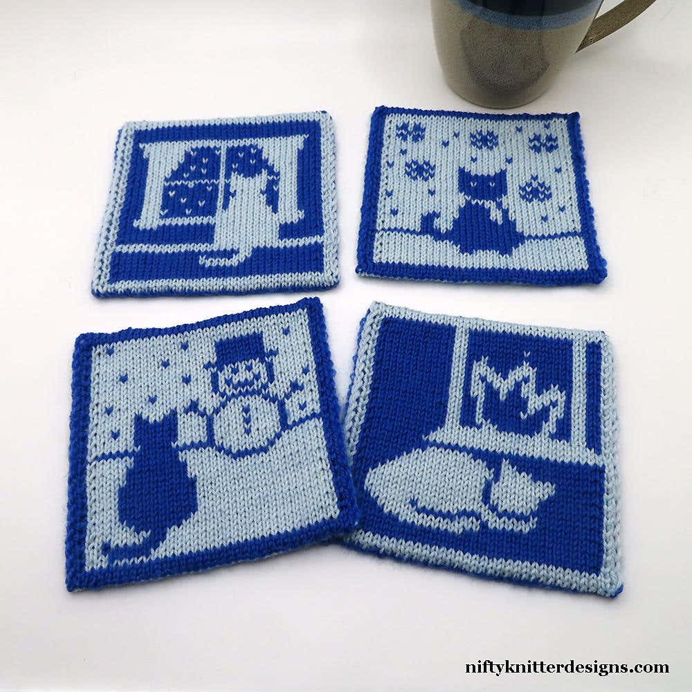 Cats in Winter Coasters