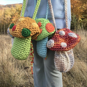 Crochet mushroom bag