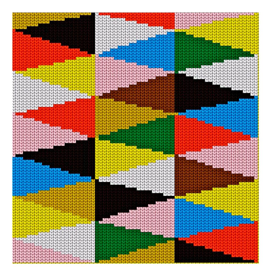 Bauhaus Multicolored Triangular Motif Knit Chart