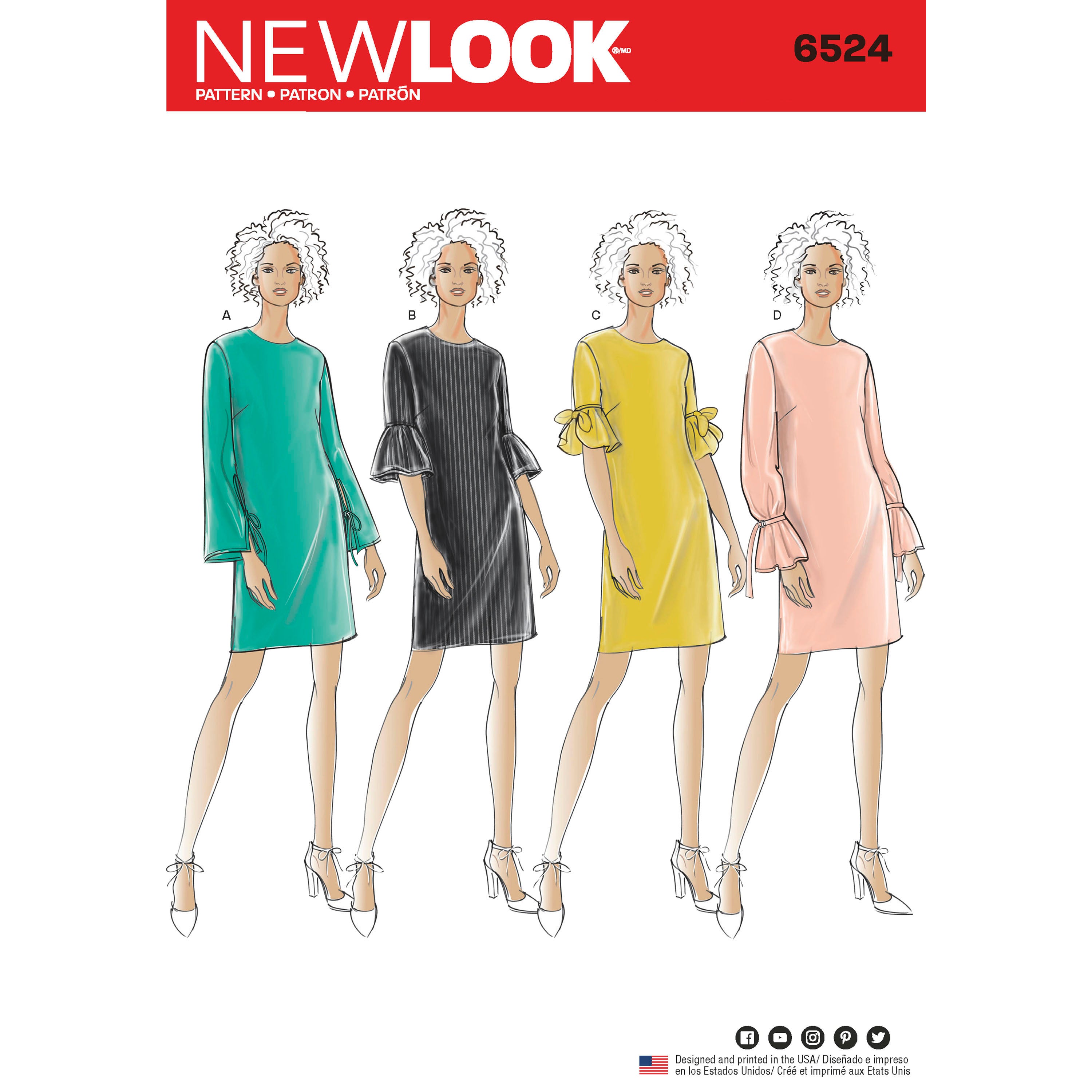New Look 6524 Women’s Dress with Sleeve Variations 6524 - Paper Pattern, Size A (10-12-14-16-18-20-22)