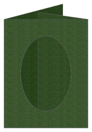 Craftcreations Pack of 5 Double Fold Small Cards/Envelopes Oval Aperture, Hammer Green