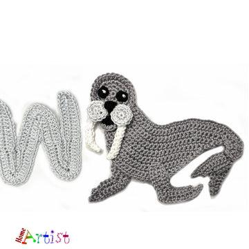 Crochet Animal Alphabet W Walrus pattern