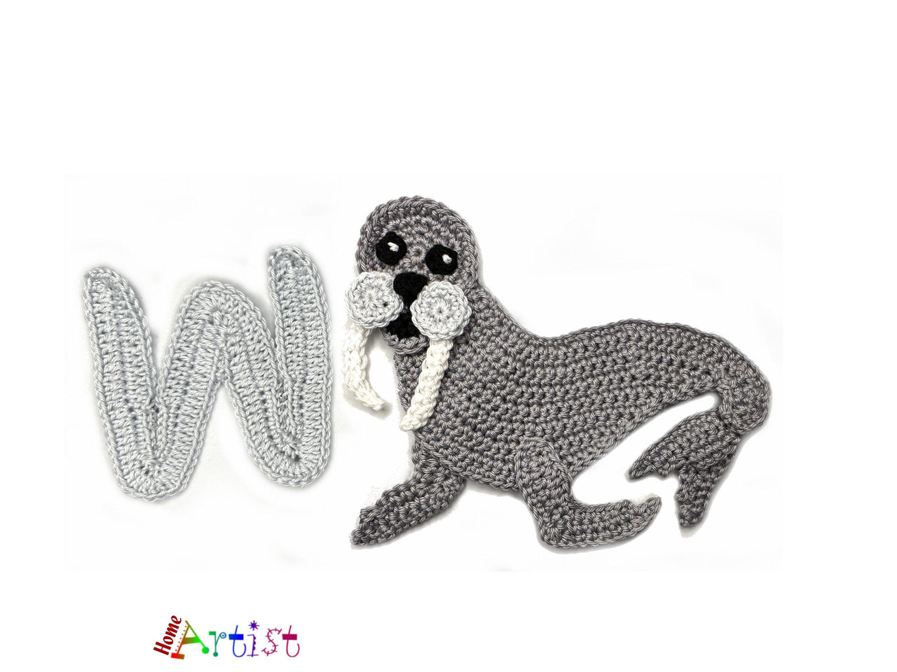 Crochet Animal Alphabet W Walrus pattern