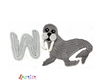 Crochet Animal Alphabet W Walrus pattern